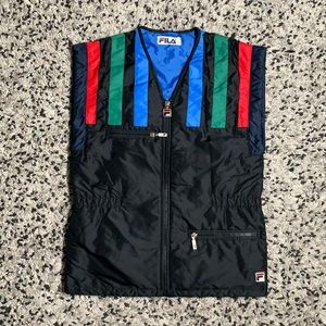 FILA Women’s Full Zip Lightweight Black Color Stripe Vest Jacket Size 8